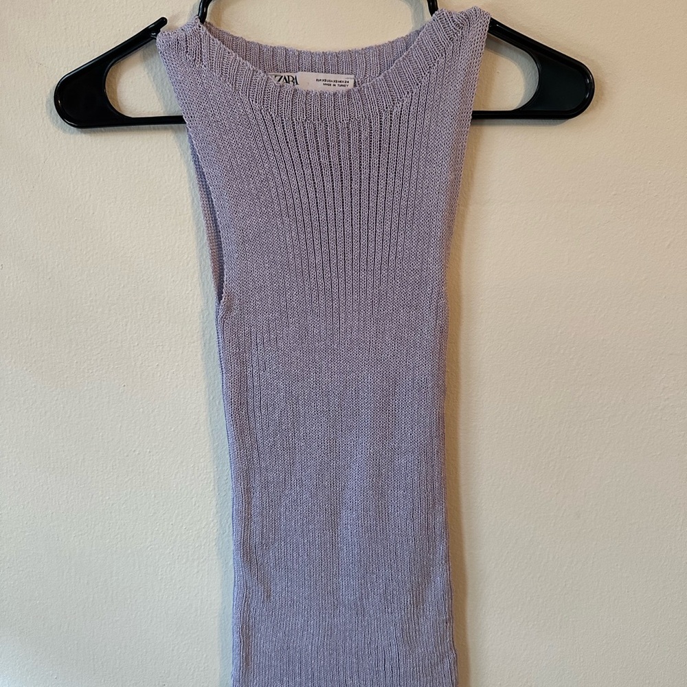 Zara Sleeveless Ribbed Knit Top in lilac